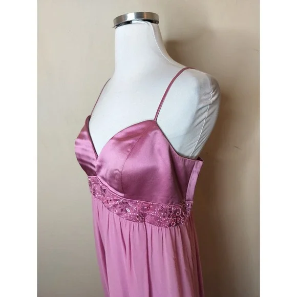 OC OC Silk Chiffon Beaded Dress Strappy Back Princess Y2K Fairy Whimsy Prom - Picture 7 of 16